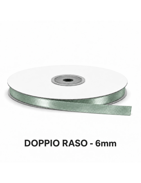 Nastro Doppio Raso 6 mm x 50 m - Argento - vista bobina