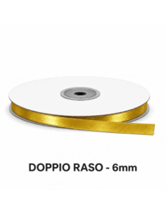 Nastro Doppio Raso 6 mm x 50 m - Oro - vista bobina