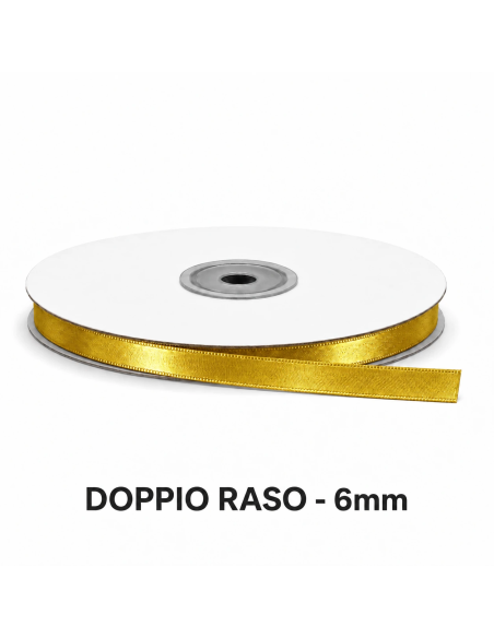 Nastro Doppio Raso 6 mm x 50 m - Oro - vista bobina