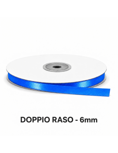 Nastro Doppio Raso 6 mm x 50 m - Bluette - vista bobina
