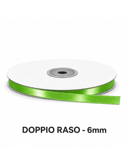 Nastro Doppio Raso 6 mm x 50 m - Verde Napoli - vista bobina