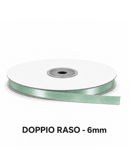 Nastro Doppio Raso 6 mm x 50 m - Verde Vita - vista bobina