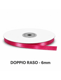 Nastro Doppio Raso 6 mm x 50 m - Fragola - vista bobina
