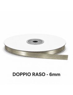 Nastro Doppio Raso 6 mm x 50 m - Tortora - vista bobina