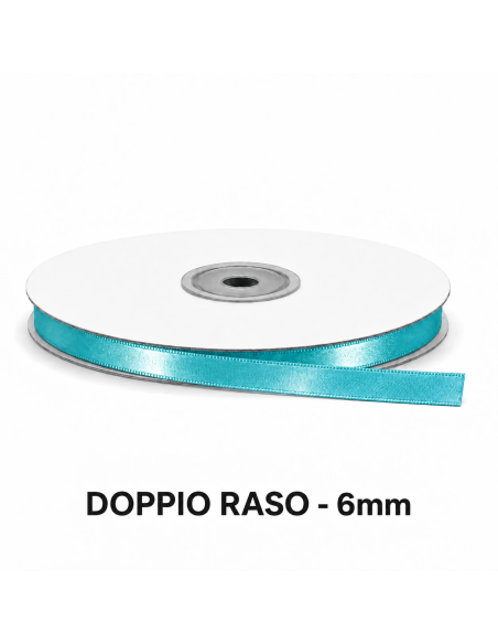 Nastro Doppio Raso 6 mm x 50 m - Turchese - vista bobina