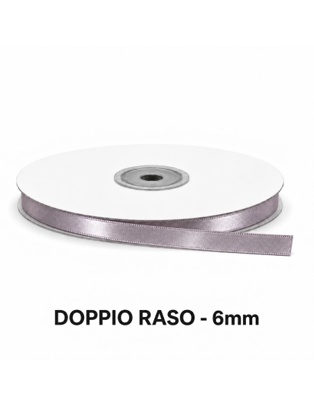 Nastro Doppio Raso 6 mm x 50 m - Cipria - vista bobina