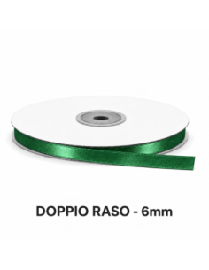 Nastro Doppio Raso 6 mm x 50 m - Verde Smeraldo - vista bobina