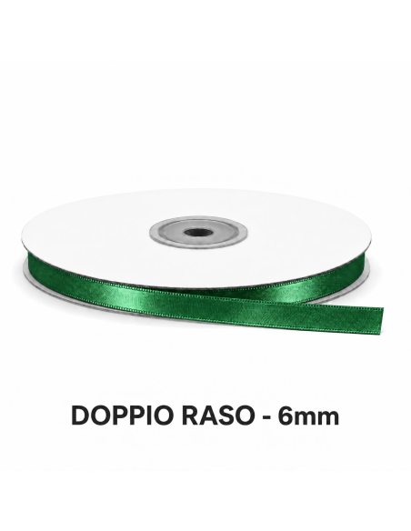 Nastro Doppio Raso 6 mm x 50 m - Verde Smeraldo - vista bobina