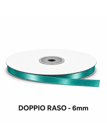 Nastro Doppio Raso 6 mm x 50 m - Ottanio - vista bobina