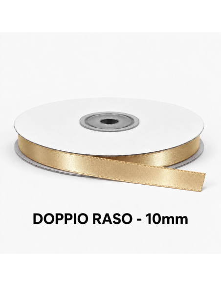 Nastro Doppio Raso 10 mm x 50 m - Nocciola - vista bobina