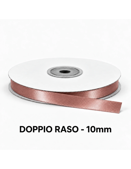 Nastro Doppio Raso 10 mm x 50 m - Marrone Scuro - vista bobina