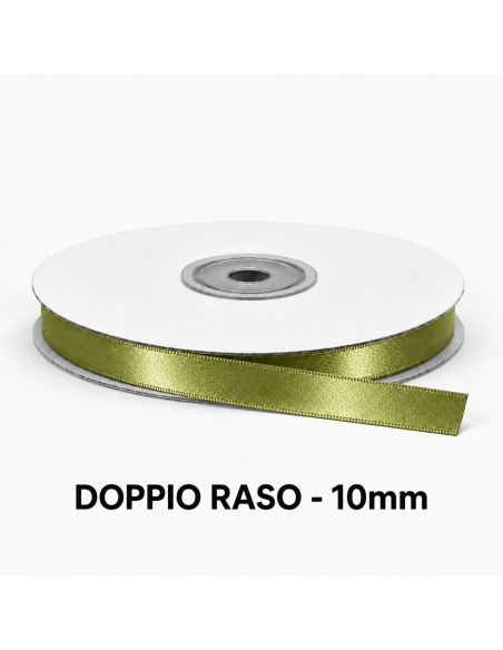 Nastro Doppio Raso 10 mm x 50 m - Verde Medio - vista bobina