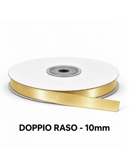 Nastro Doppio Raso 10 mm x 50 m - Crema Caldo - vista bobina