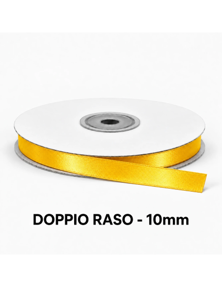Nastro Doppio Raso 10 mm x 50 m - Giallo Intenso - vista bobina