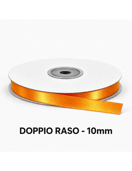 Nastro Doppio Raso 10 mm x 50 m - Giallo Arancio - vista bobina