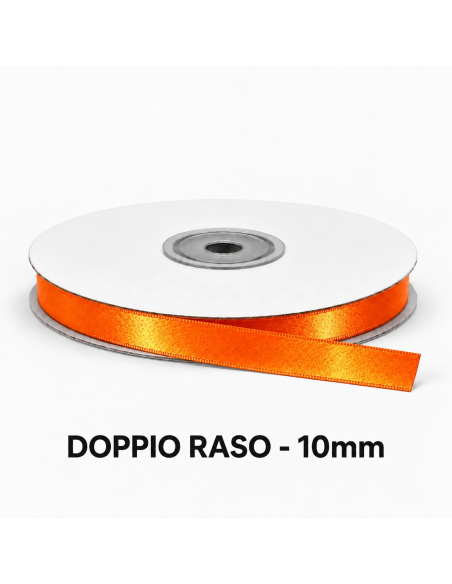 Nastro Doppio Raso 10 mm x 50 m - Arancio Caldo - vista bobina