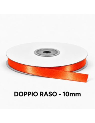 Nastro Doppio Raso 10 mm x 50 m - Arancio Brillante - vista bobina