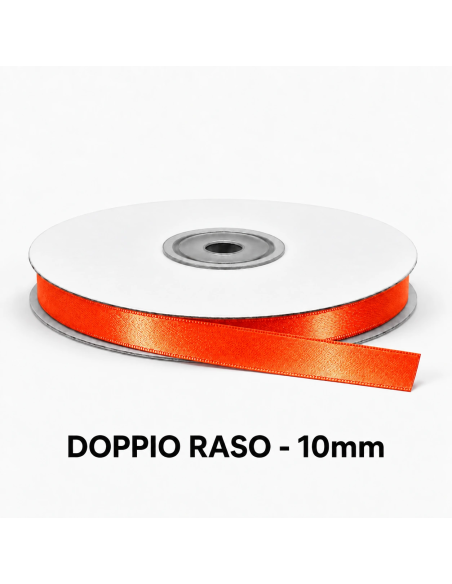Nastro Doppio Raso 10 mm x 50 m - Arancio Brillante - vista bobina