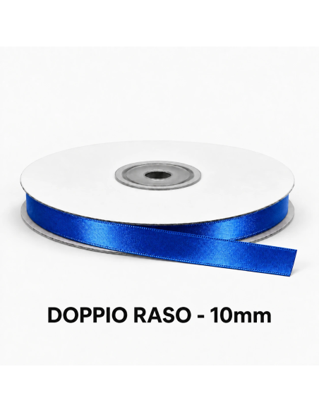 Nastro Doppio Raso 10 mm x 50 m - Blu - vista bobina