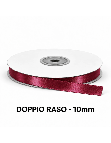 Nastro Doppio Raso 10 mm x 50 m - Bordeaux - vista bobina
