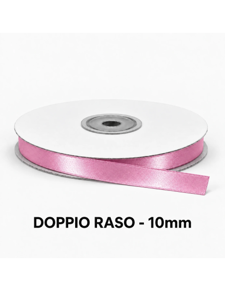 Nastro Doppio Raso 10 mm x 50 m - Fuxia - vista bobina