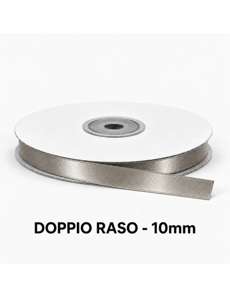 Nastro Doppio Raso 10 mm x 50 m - Fango - vista bobina