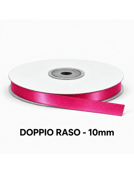 Nastro Doppio Raso 10 mm x 50 m - Fragola - vista bobina
