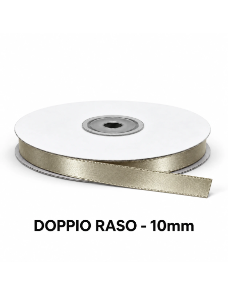 Nastro Doppio Raso 10 mm x 50 m - Tortora - vista bobina