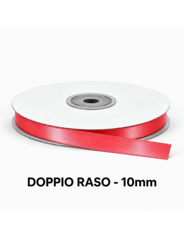 Nastro Doppio Raso 10 mm x 50 m - Corallo - vista bobina