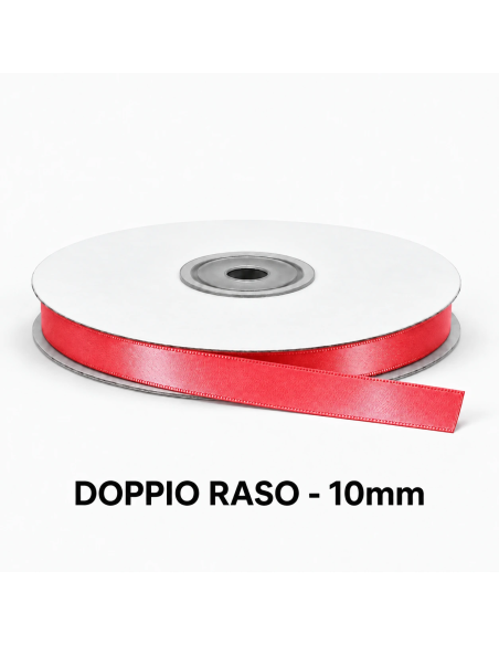 Nastro Doppio Raso 10 mm x 50 m - Corallo - vista bobina
