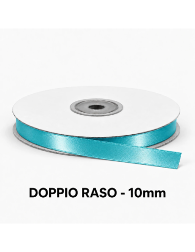 Nastro Doppio Raso 10 mm x 50 m - Turchese - vista bobina