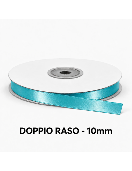 Nastro Doppio Raso 10 mm x 50 m - Turchese - vista bobina