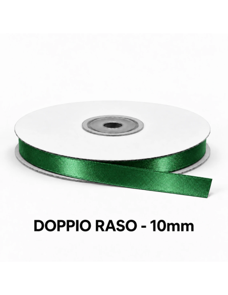Nastro Doppio Raso 10 mm x 50 m - Verde Smeraldo - vista bobina