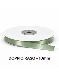 Nastro Doppio Raso 10 mm x 50 m - Verde Salvia - vista bobina