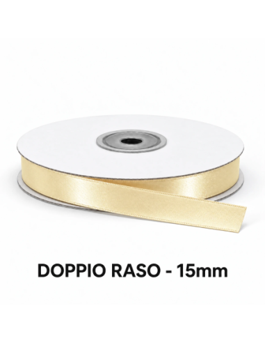 Nastro Doppio Raso 15 mm x 50 m - Avorio - vista bobina