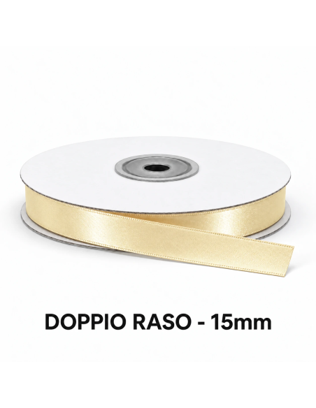 Nastro Doppio Raso 15 mm x 50 m - Avorio - vista bobina