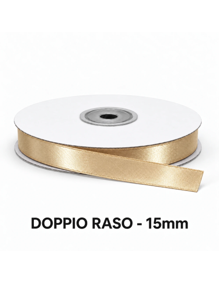 Nastro Doppio Raso 15 mm x 50 m - Nocciola - vista bobina