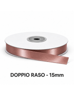 Nastro Doppio Raso 15 mm x 50 m - Marrone Scuro - vista bobina