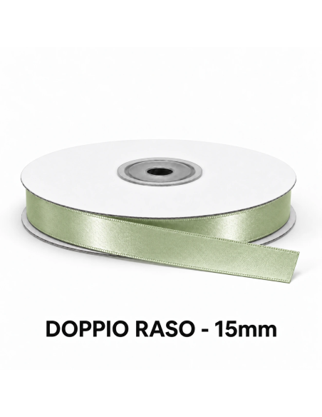 Nastro Doppio Raso 15 mm x 50 m - Verde Chiaro - vista bobina