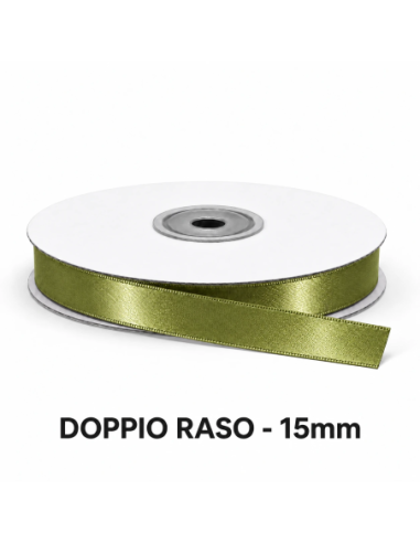 Nastro Doppio Raso 15 mm x 50 m - Verde Medio - vista bobina