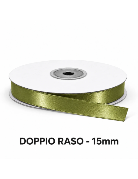 Nastro Doppio Raso 15 mm x 50 m - Verde Medio - vista bobina