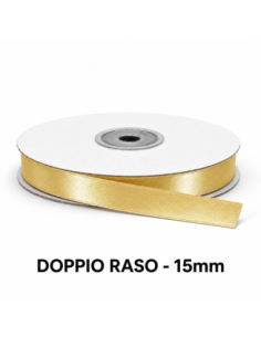 Nastro Doppio Raso 15 mm x 50 m - Crema Caldo - vista bobina