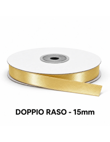 Nastro Doppio Raso 15 mm x 50 m - Crema Caldo - vista bobina