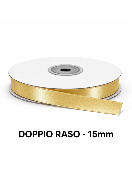 Nastro Doppio Raso 15 mm x 50 m - Crema Caldo - vista bobina