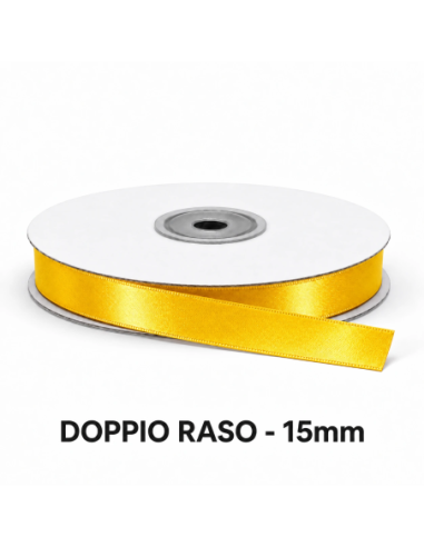 Nastro Doppio Raso 15 mm x 50 m - Giallo Intenso - vista bobina