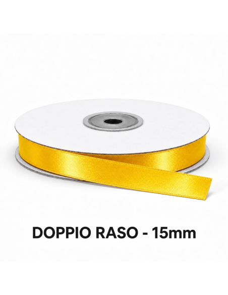 Nastro Doppio Raso 15 mm x 50 m - Giallo Intenso - vista bobina