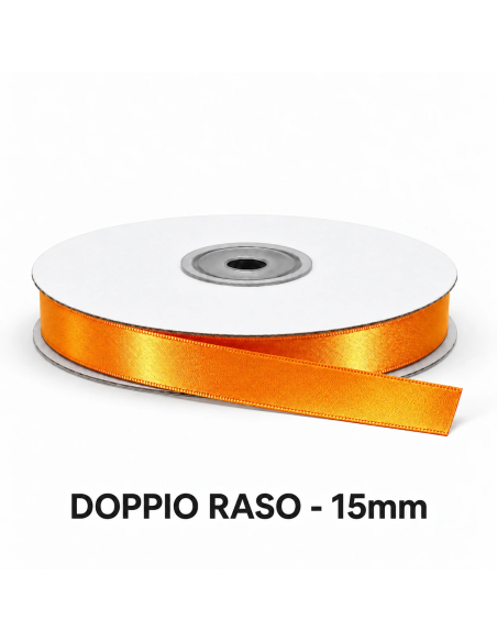 Nastro Doppio Raso 15 mm x 50 m - Giallo Arancio - vista bobina