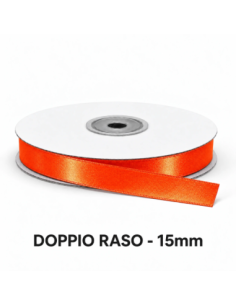 Nastro Doppio Raso 15 mm x 50 m - Arancio Brillante - vista bobina