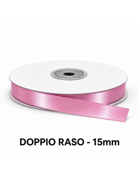 Nastro Doppio Raso 15 mm x 50 m - Fuxia - vista bobina