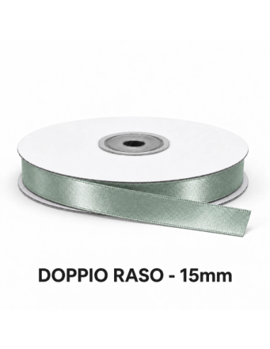 Nastro Doppio Raso 15 mm x 50 m - Argento - vista bobina